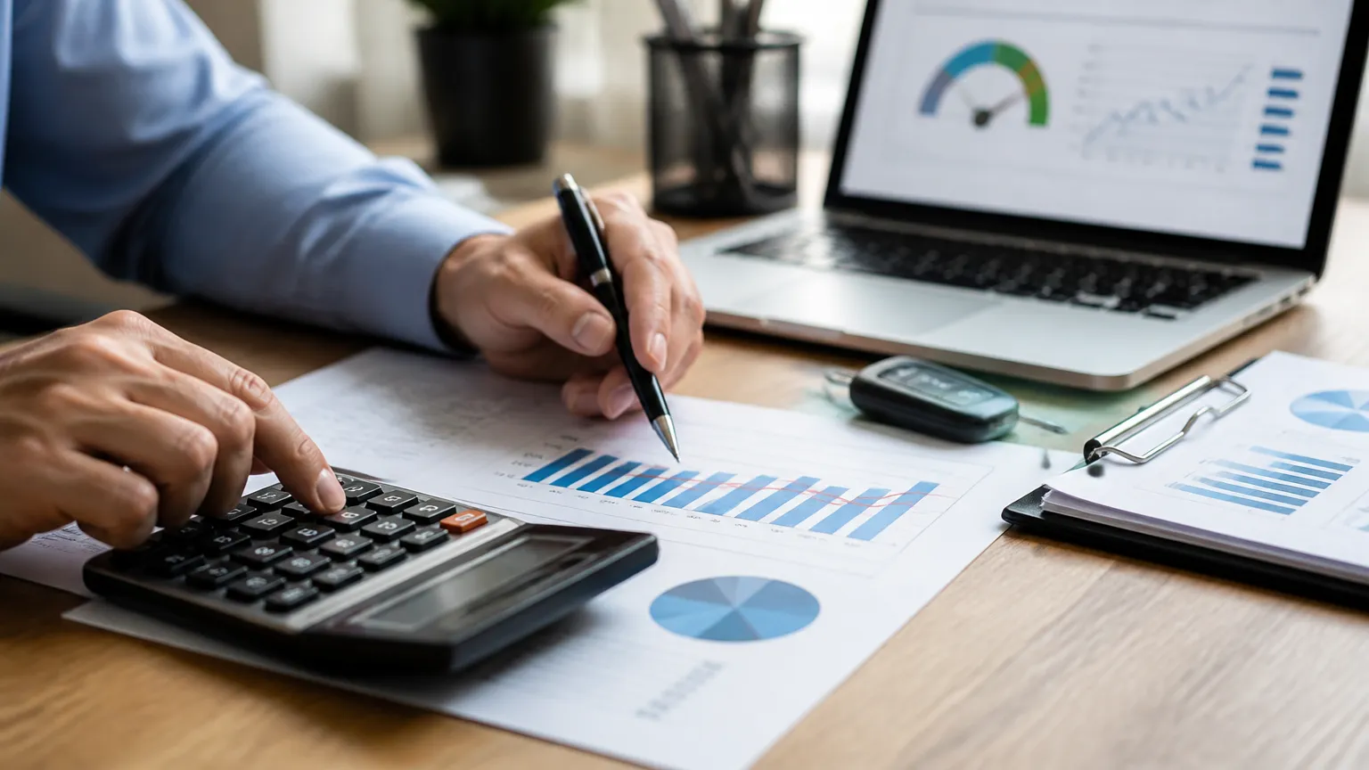 Pessoa analisando como calcular desvalorização de carro em planilha financeira
