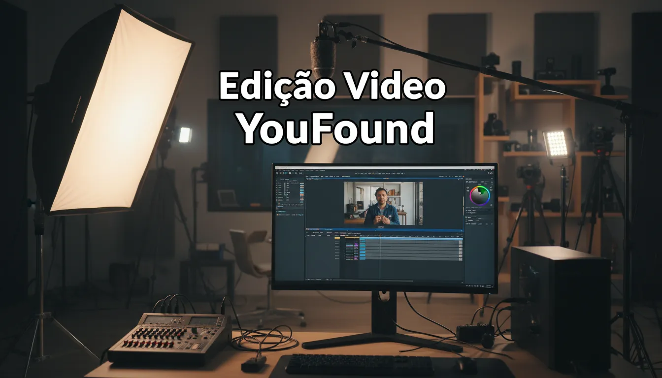 Equipamentos de filmagem video e edição em estúdio, mostrando o trabalho da YouFound.