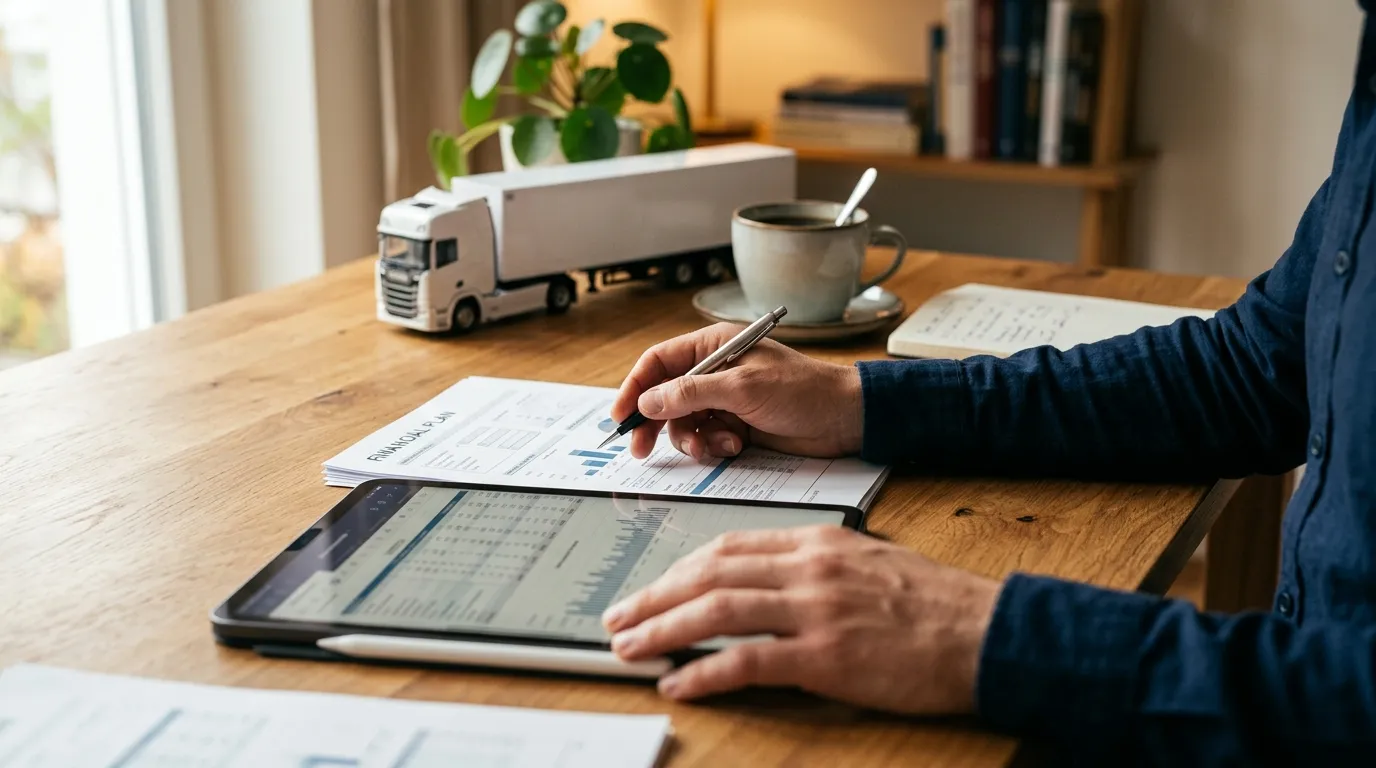 Planejamento detalhado sobre como financiar caminhão sem renda fixa usando ferramentas digitais.