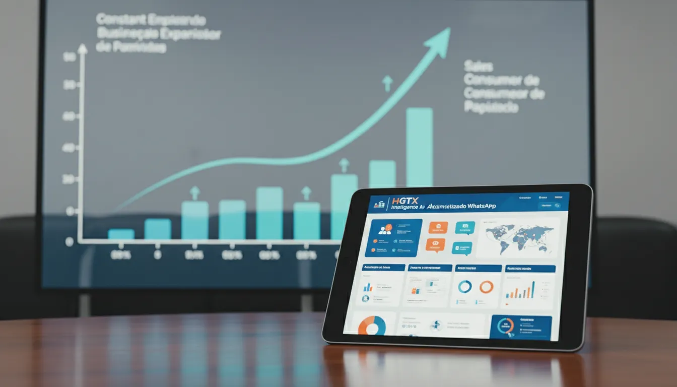 Gráfico de crescimento exibindo aumento nas vendas e satisfação do cliente, impulsionado pelo atendimento automatizado no WhatsApp via HGTX Intelligence.