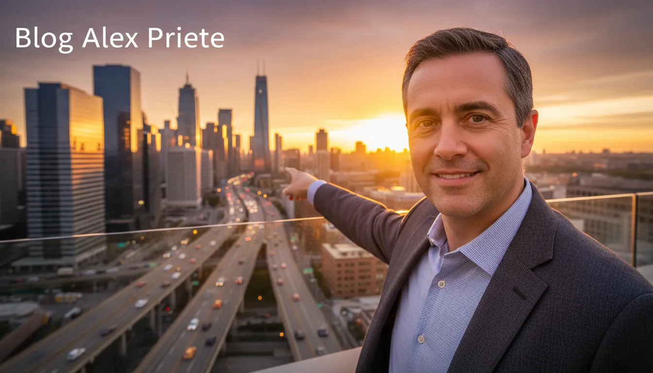 Retrato de Alex Priete, mentor confiante, com horizonte ao fundo. Aprenda como anunciar minha empresa no Google Local Services para crescimento e oportunidade.