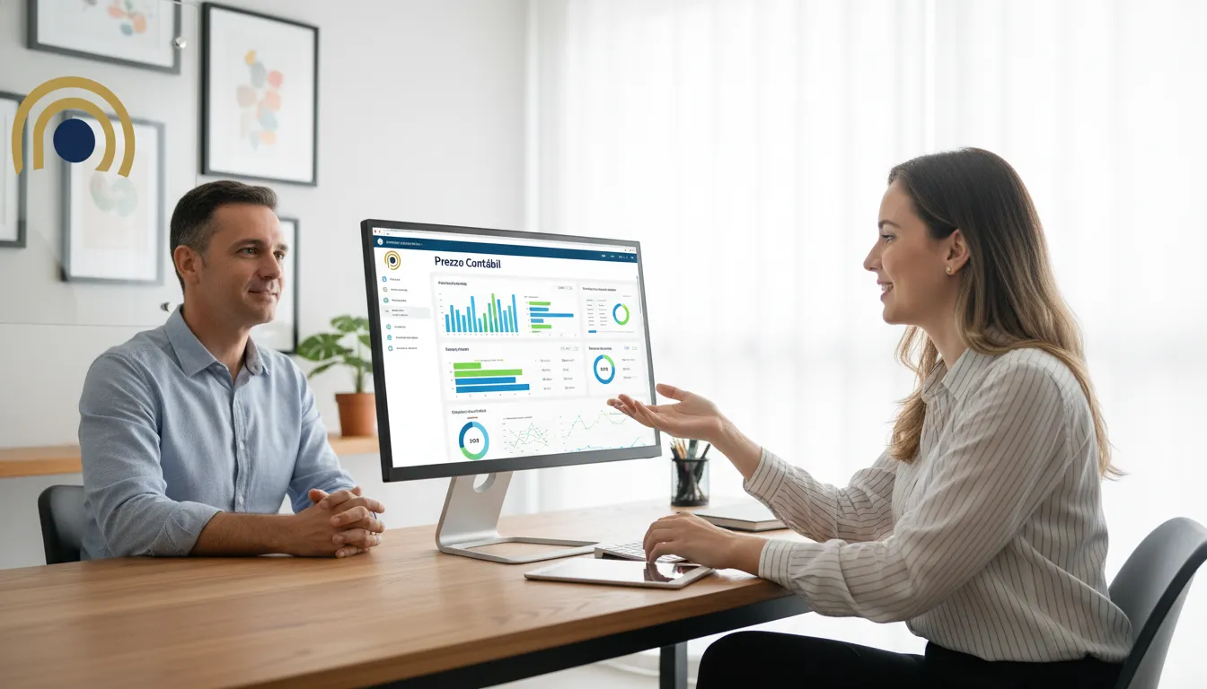 Empresário de eventos consultando contabilidade digital especializada para empresas de eventos, ganhando clareza financeira.