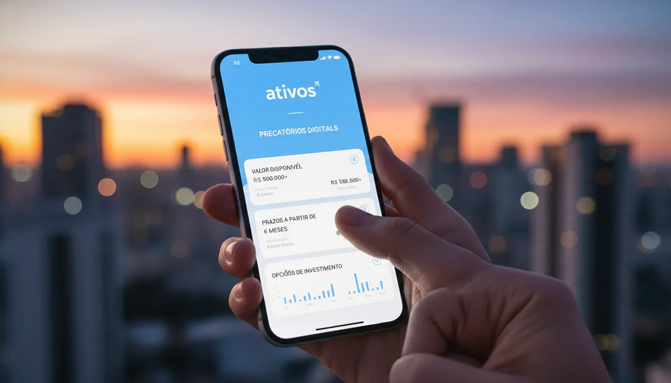 App de precatórios mostrando opções de investimento, facilitando a compra de precatórios online.