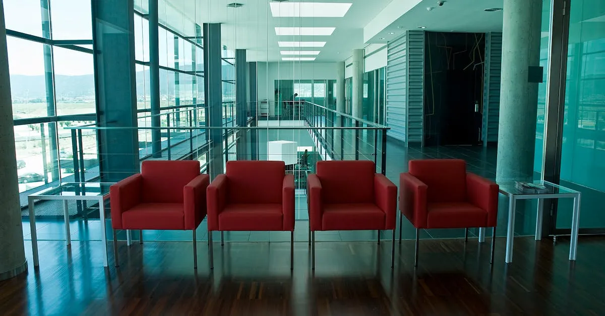 Tapete personalizado com logo de empresa na recepção, mostrando profissionalismo e qualidade em ambiente comercial.