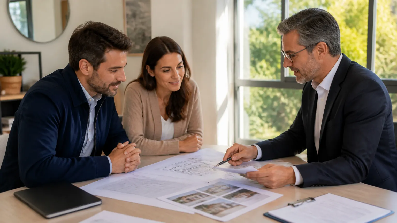 Consultoria avaliando valor do imóvel para realizar projeto de expansão.