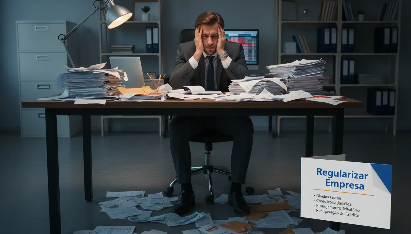 Empresário preocupado busca assessoria para regularizar empresa e evitar pendências fiscais.