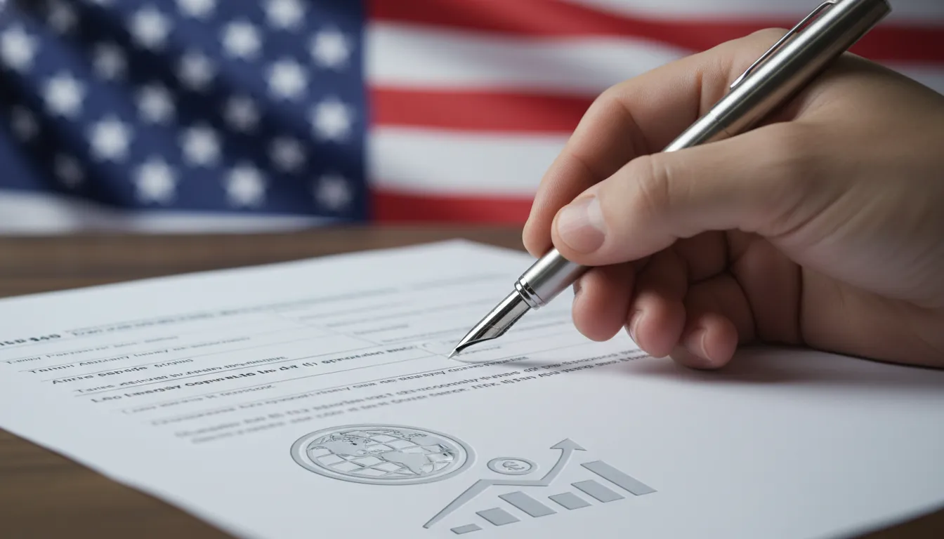 Detalhe de assinatura de documento fiscal: conformidade garantida pelo Escritório de Contabilidade para Brasileiros na Flórida, a Prezzo Consulting.