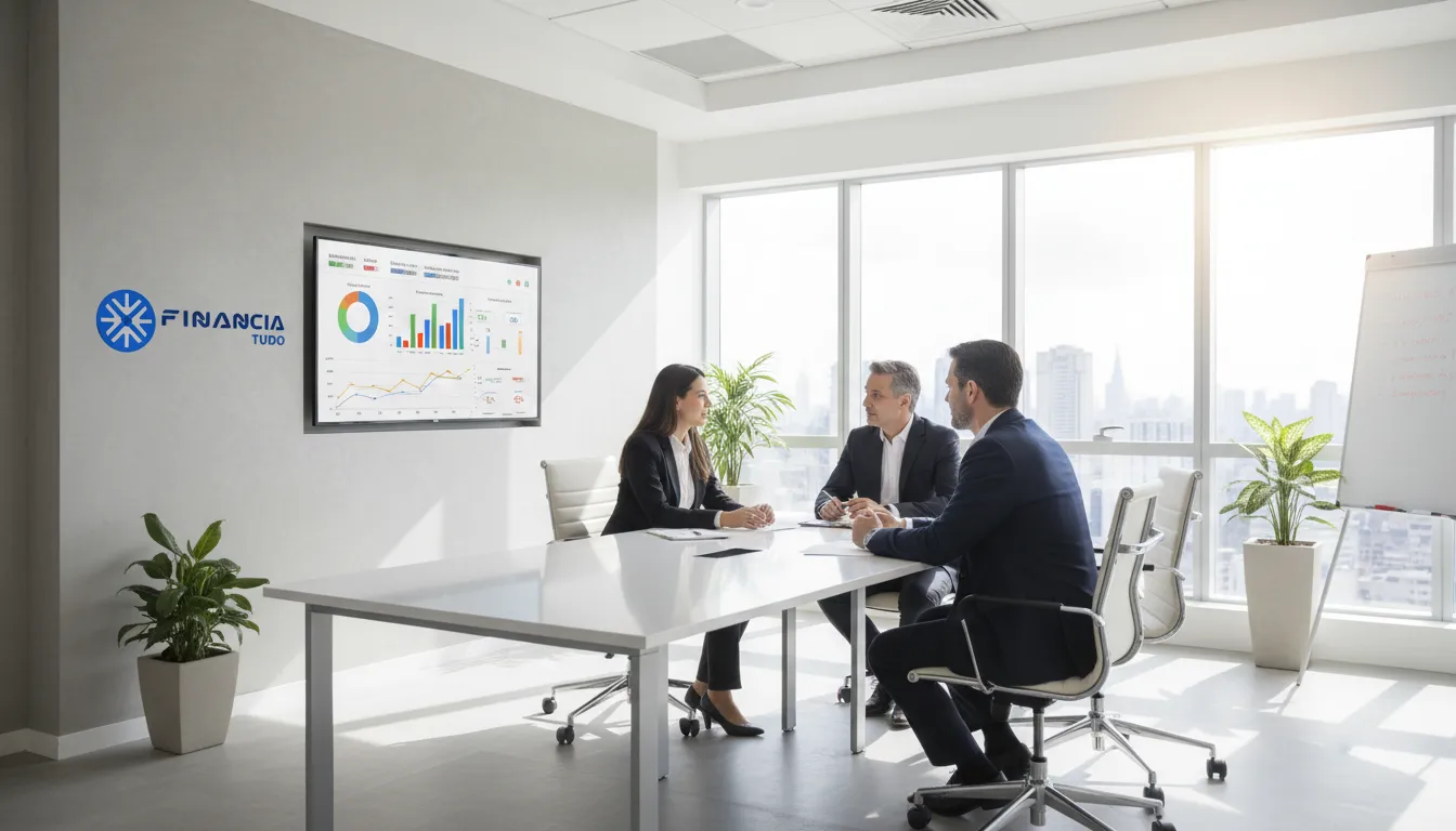 Consultores da Financia Tudo explicam opções de refinanciamento de imóvel para investir a cliente.