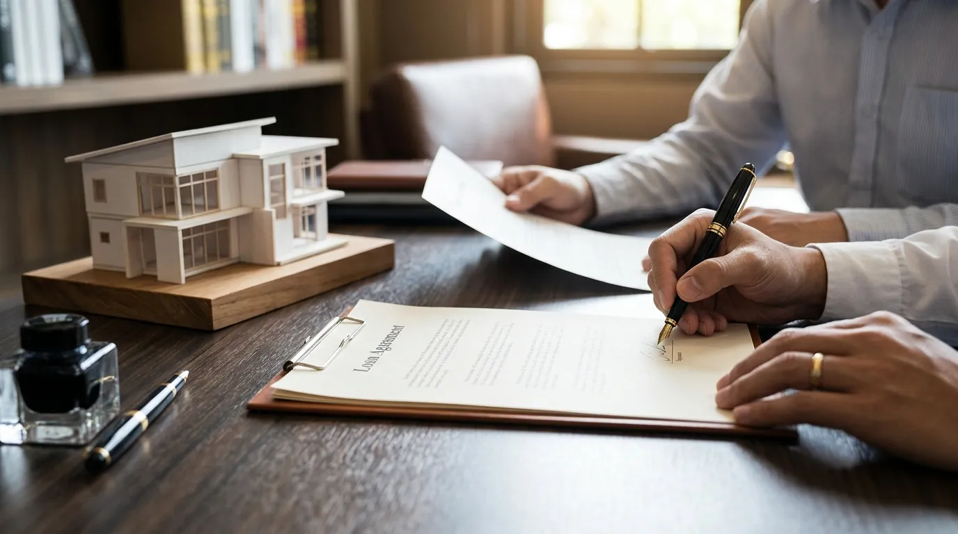 Assinatura de contrato de crédito estruturado usando home equity valor alto como garantia financeira.