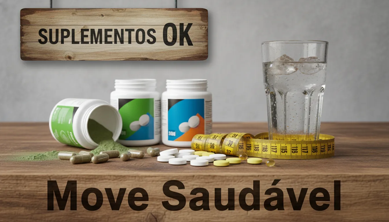 Foto em close de diversos suplementos alimentares, com foco em como escolher os melhores suplementos para emagrecer.