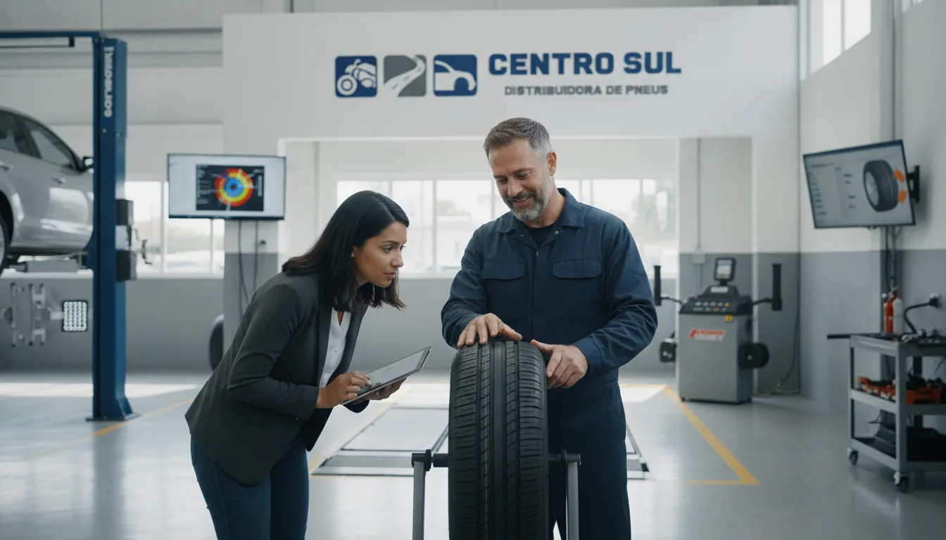 Mecânico explica o que significa XL no pneu e outras siglas em centro automotivo moderno.