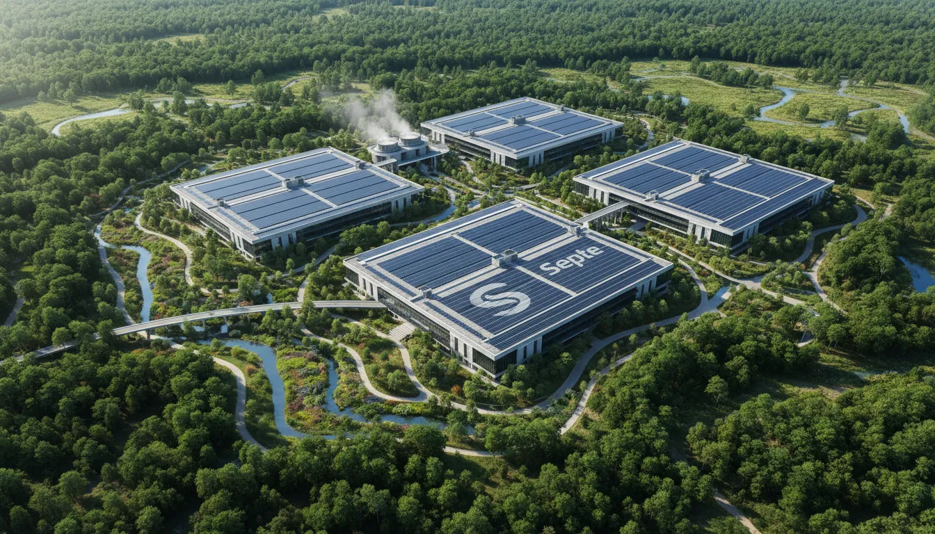 Vista de data center moderno com design eficiente, representando infraestrutura Tier 3 para empresas.