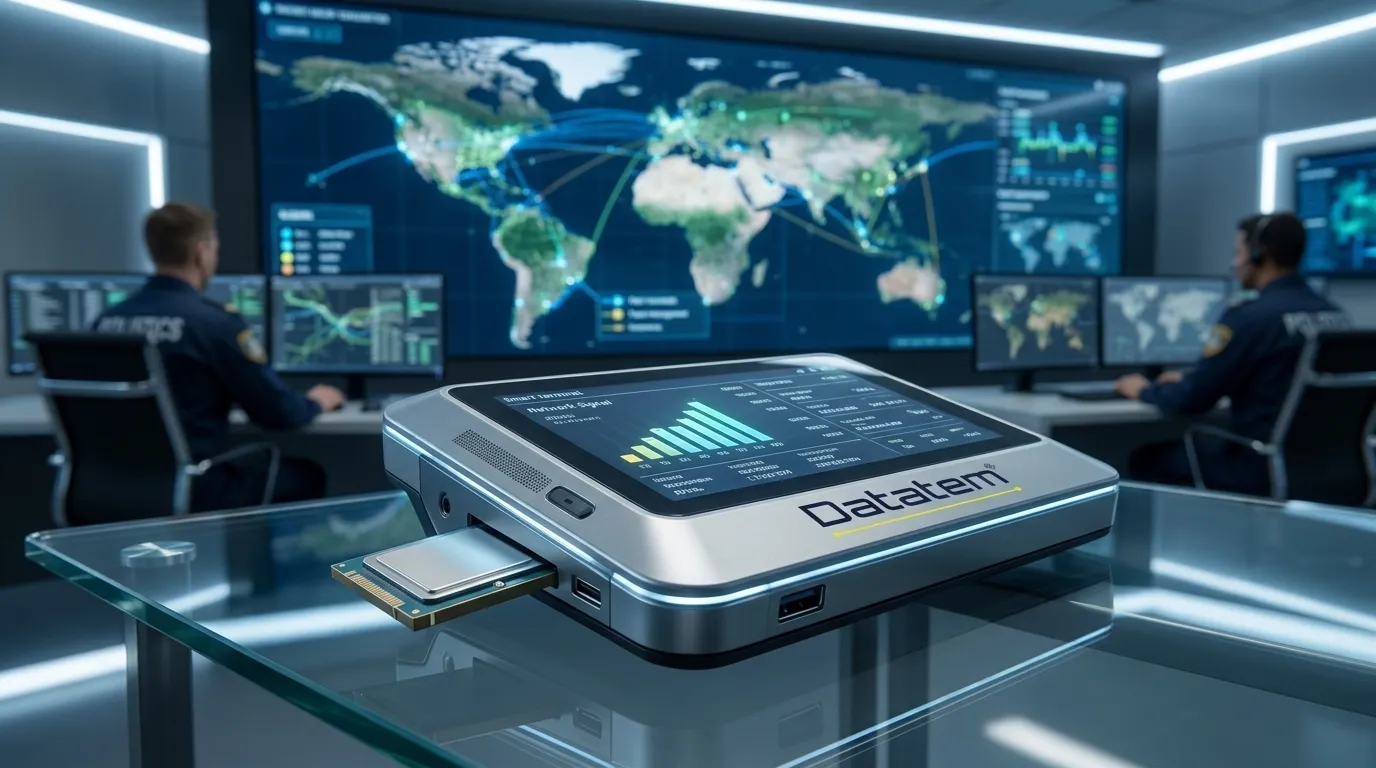 Terminal inteligente com chip de dados em central de monitoramento