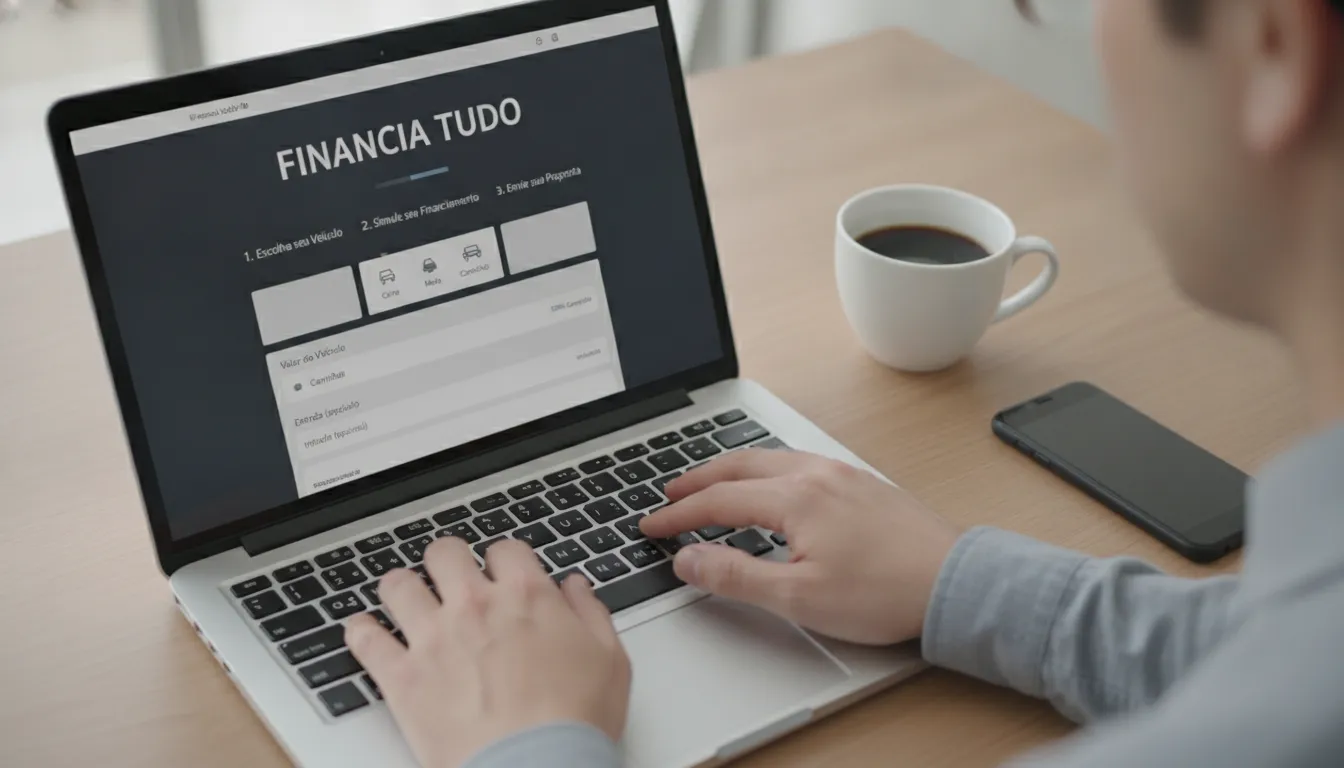 Pessoa preenche formulário online da Financia Tudo para financiamento de caminhão usado.