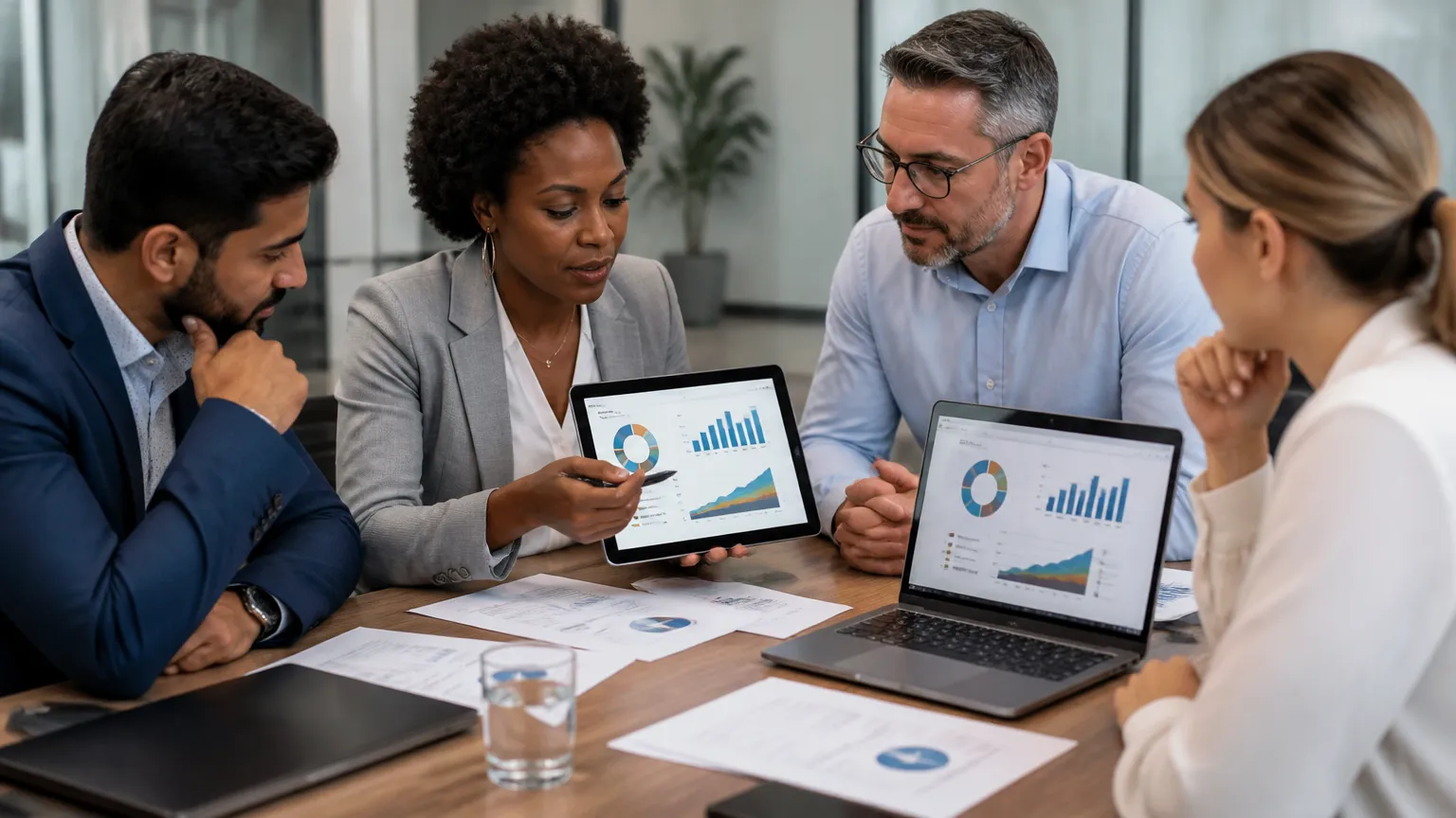 Equipe comercial alinhando processos padronizados para nunca perder clientes valiosos.