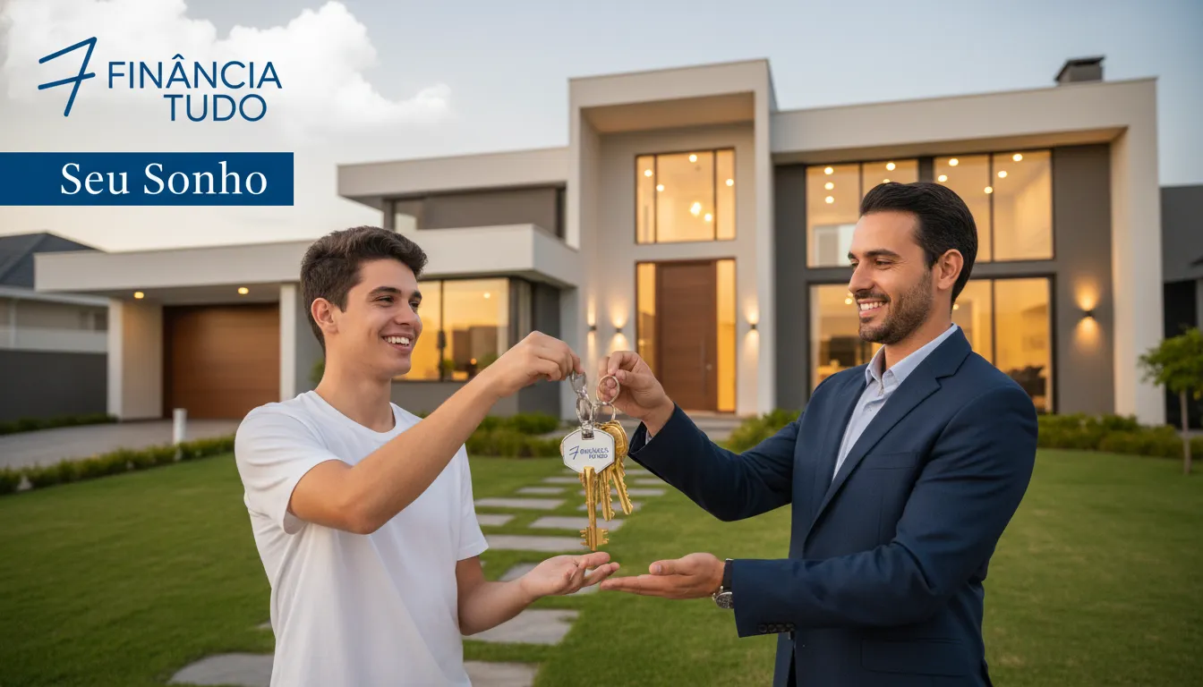 Pessoa recebendo chaves de casa nova, simbolizando a realização de objetivos financeiros através da comissão indicação crédito e soluções da Financia Tudo.