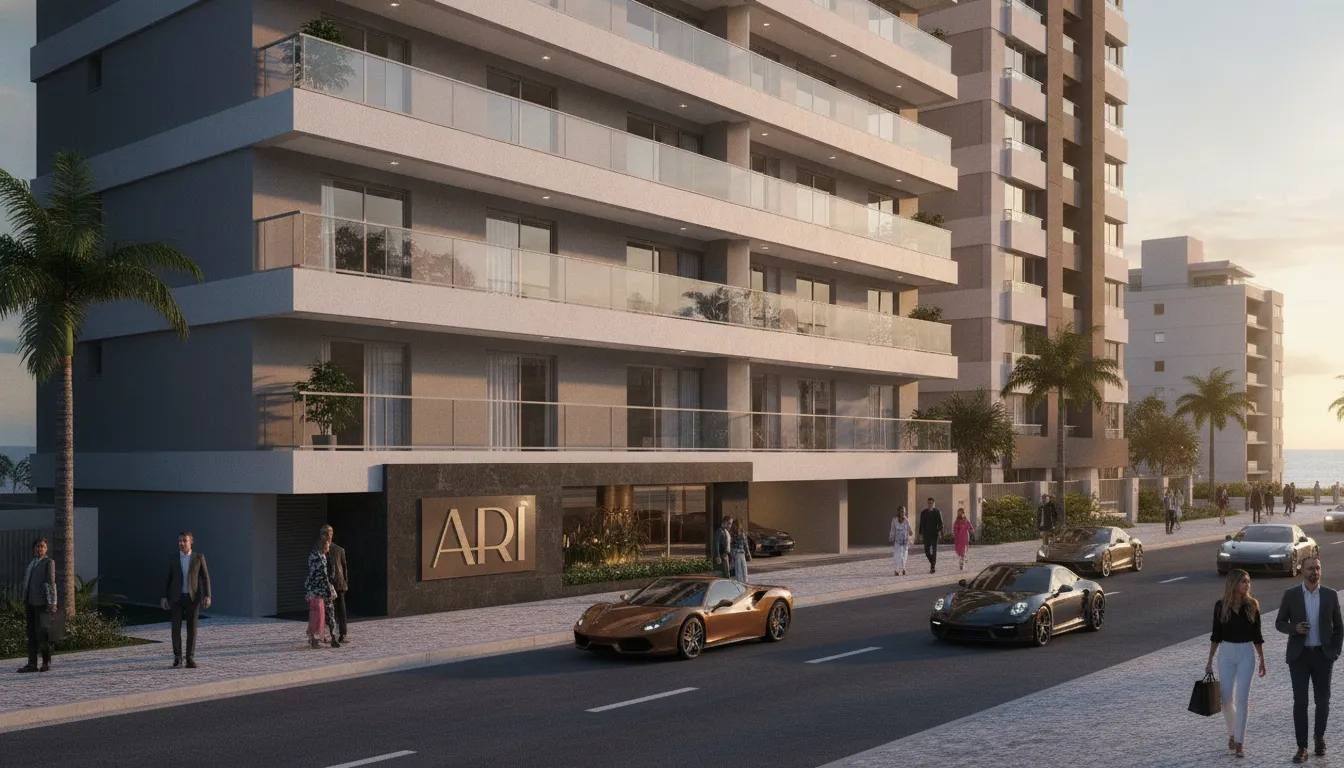 Edifício de alto padrão na costa catarinense, simbolizando o legado ao investir em incorporação imobiliária.