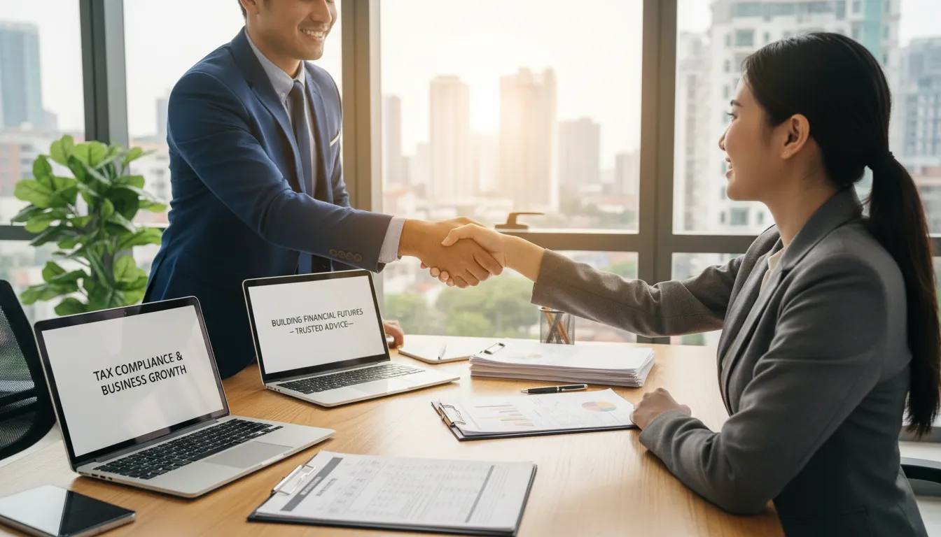 Consultant guiding business owners about SSN, ITIN, and EIN differences in a meeting setting.