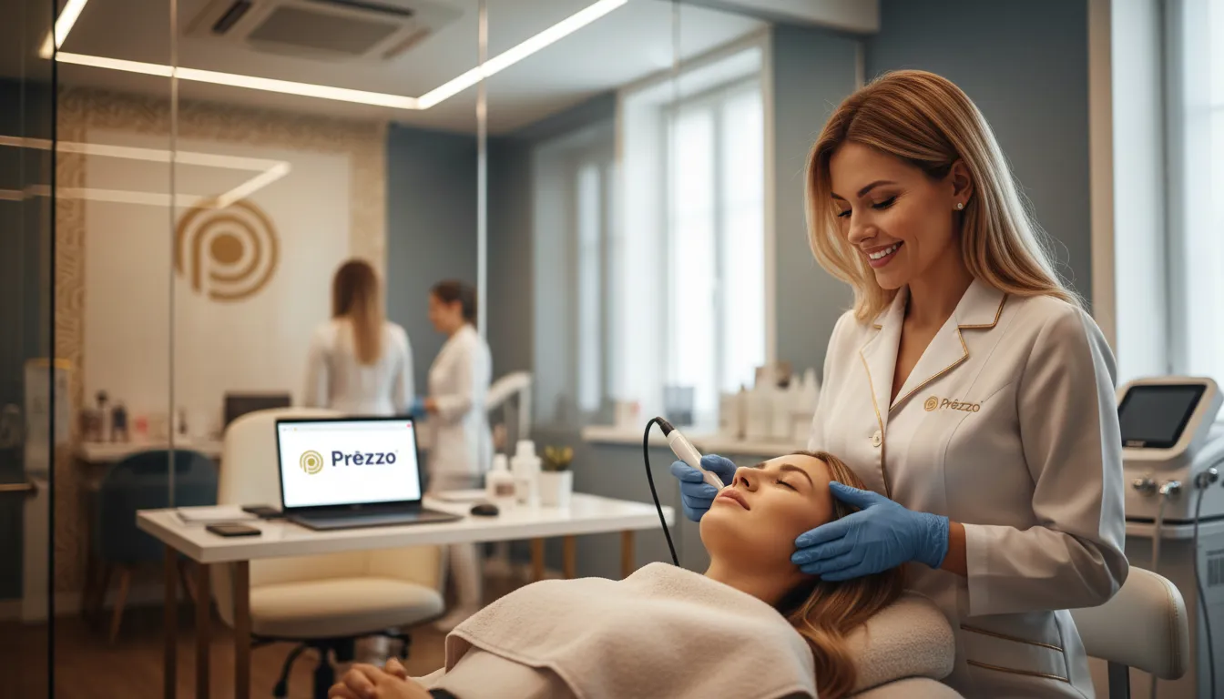 Dona de clínica de estética atende cliente, tranquila com a contabilidade e gestão fiscal garantindo o crescimento.