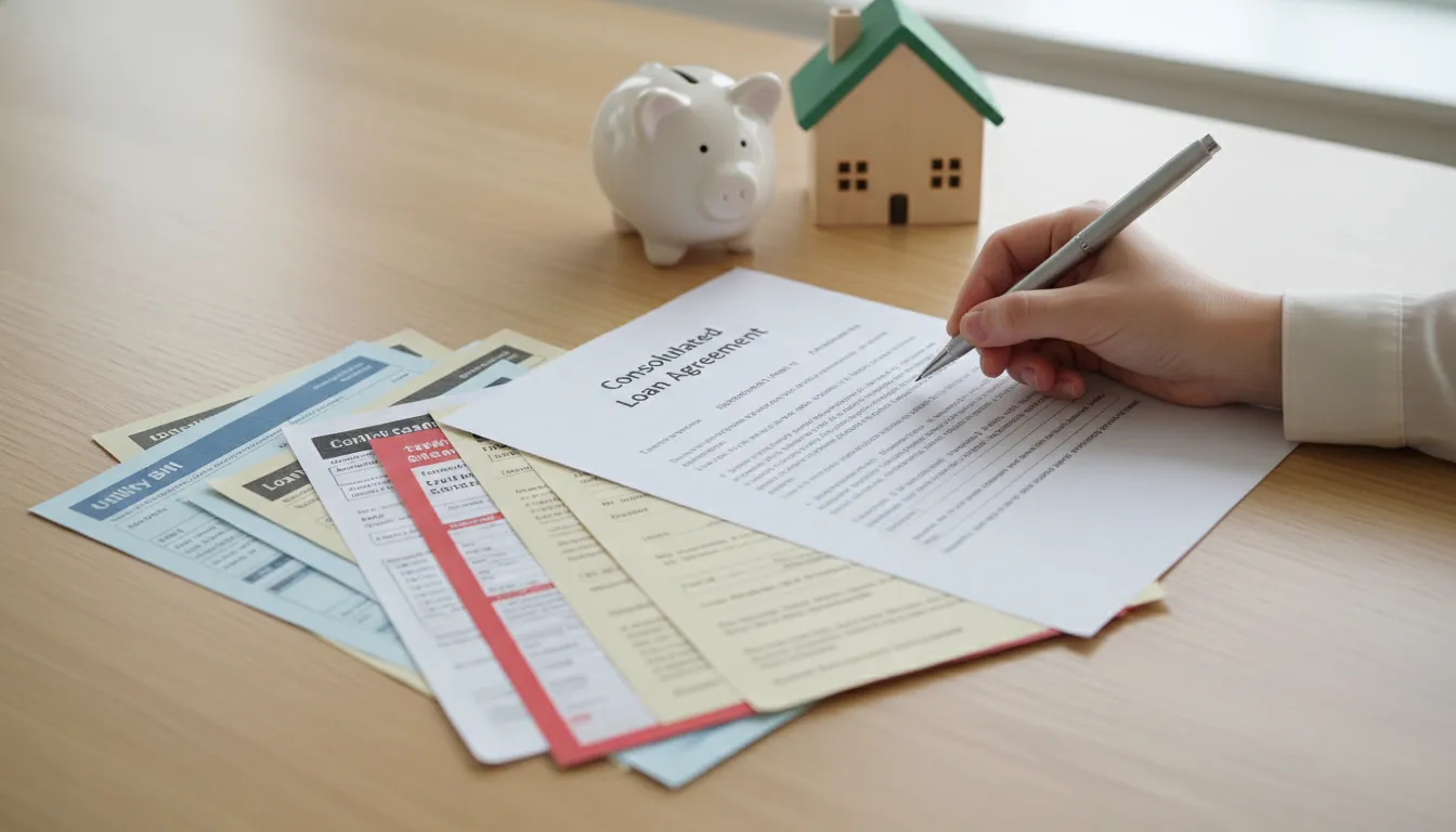 Contas organizadas com novo acordo de refinanciamento de imóvel para quitar dívidas.