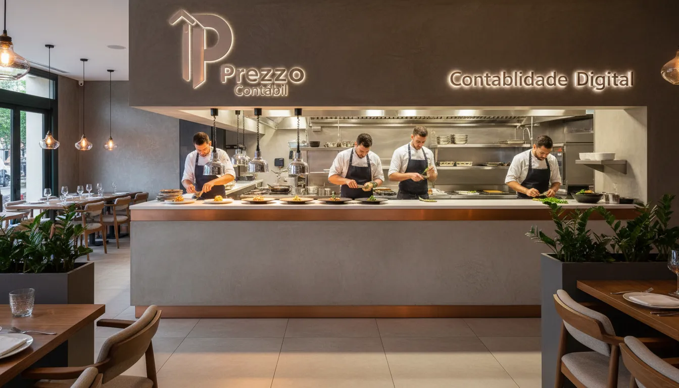 Cozinha moderna de restaurante em São Paulo, representando a organização necessária ao abrir um restaurante em São Paulo, com apoio da contabilidade digital Prezzo Contábil.