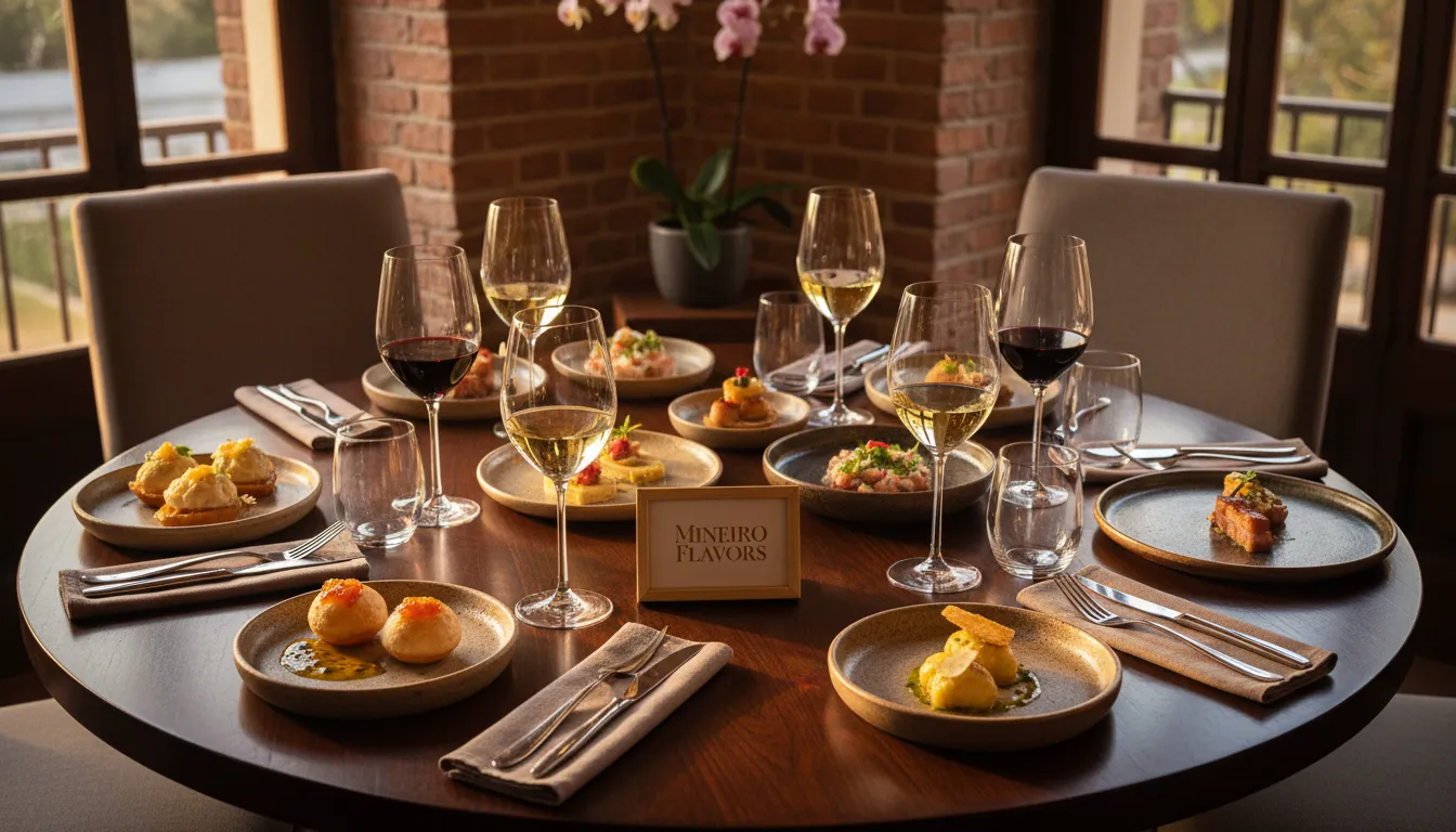 Mesa elegante em Belo Horizonte com diversas tapas, representando as novidades da gastronomia local em alta gastronomia.