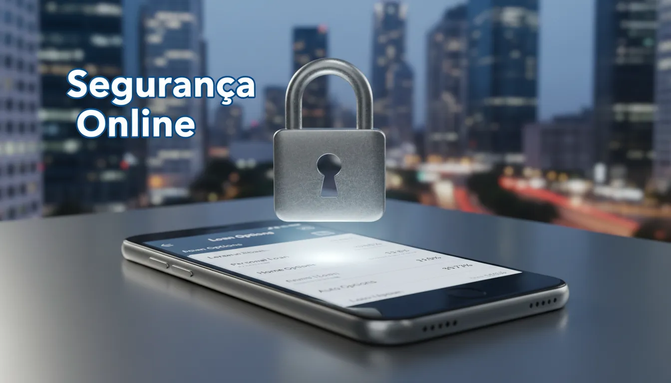 Ilustração de segurança em empréstimo pessoal online com um cadeado sobre um smartphone.