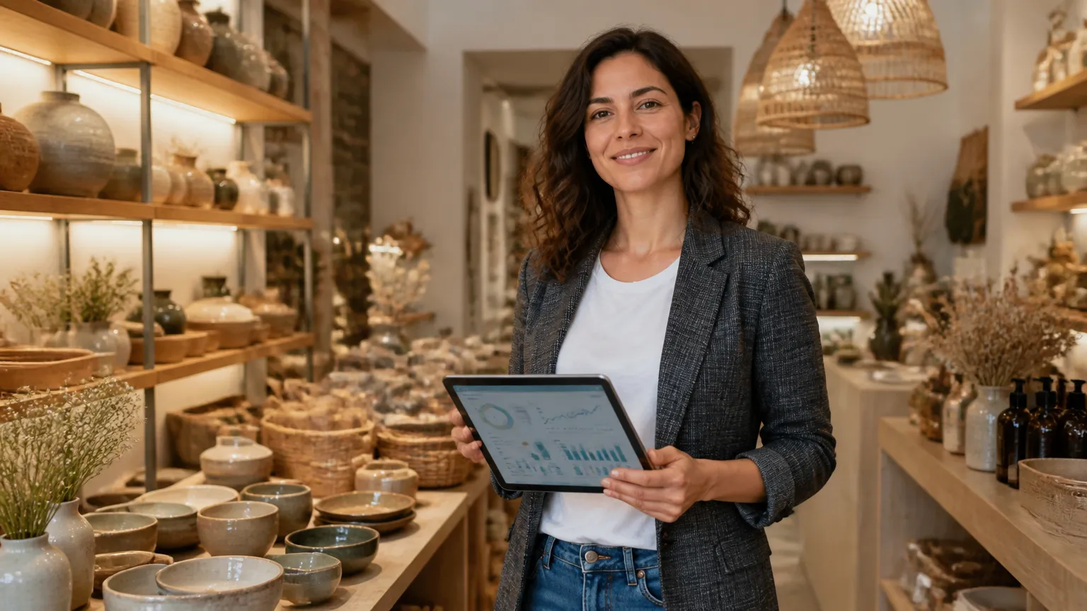 Comerciante analisando capital necessário para expandir empresa em novo ponto comercial.
