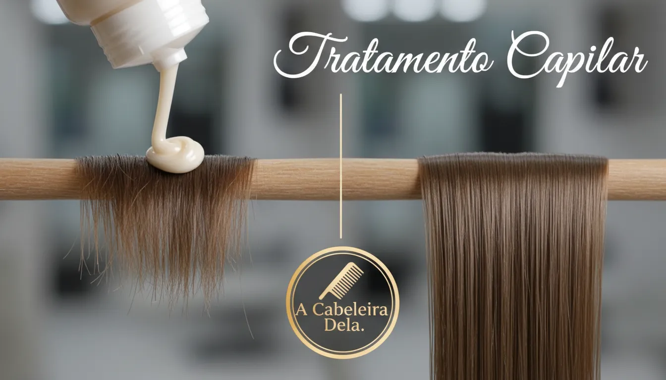 Tratamento capilar sendo aplicado em um fio de cabelo danificado, revitalizando-o, ideal para cabelo ressecado ou desnutrido.