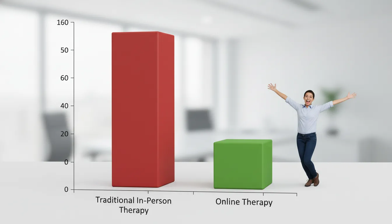 Gráfico comparando os custos da terapia tradicional e online, destacando o custo-benefício para a saúde mental online.