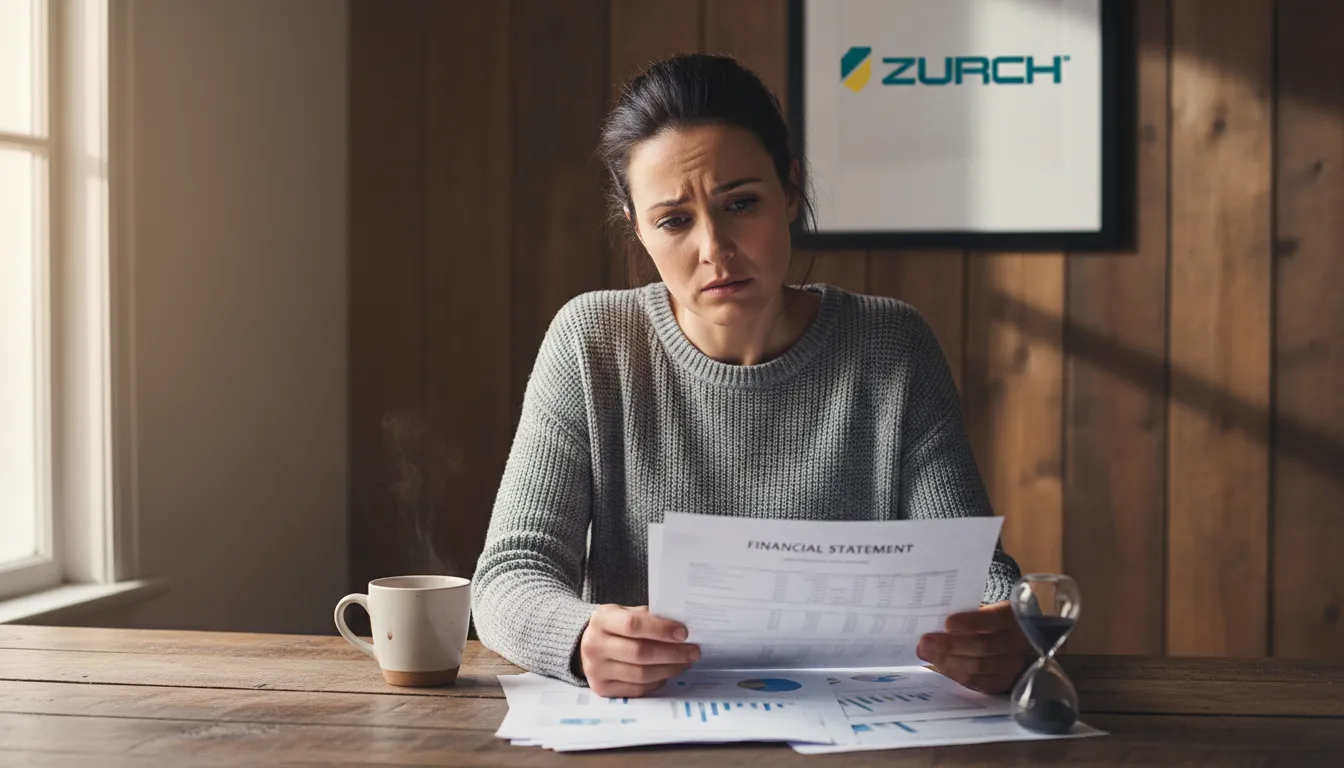 Mulher analisando documentos financeiros com expressão preocupada, ilustrando a importância de acompanhar o fluxo de caixa de perto.