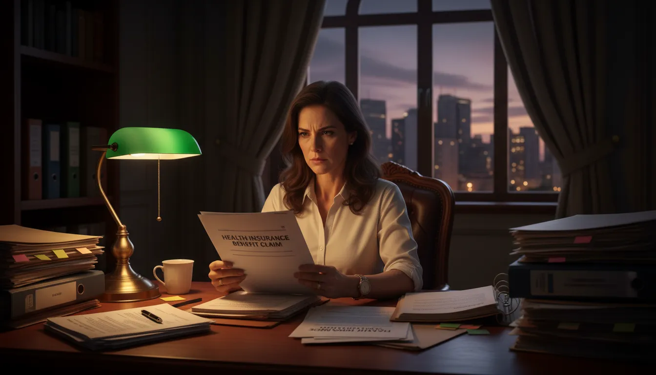 Advogado em Taubaté trabalhando em caso de ação contra plano de saúde, com o horizonte da cidade ao fundo.