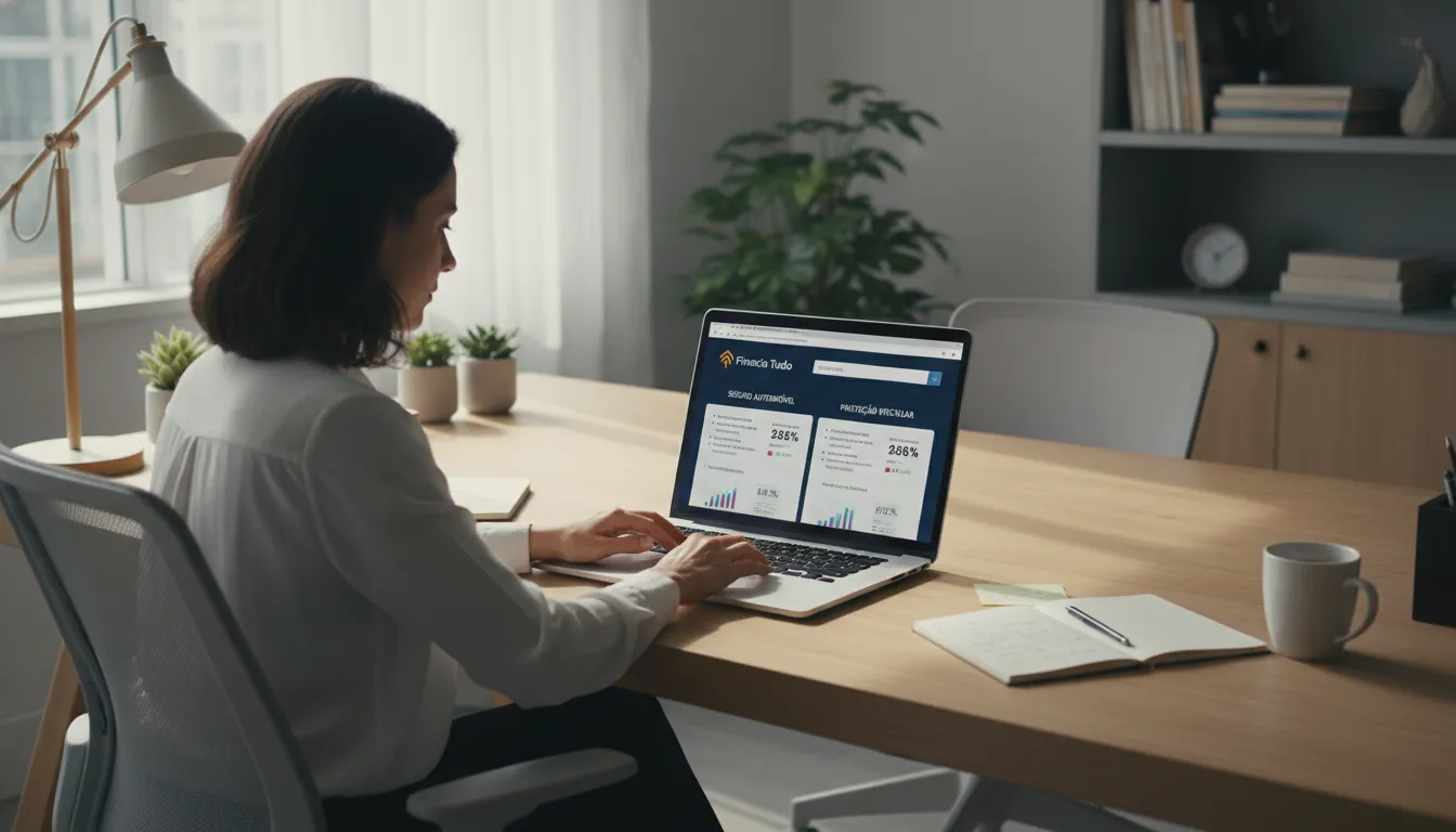 Pesquisando planos de seguro e proteção veicular online com a plataforma Financia Tudo para comparar.