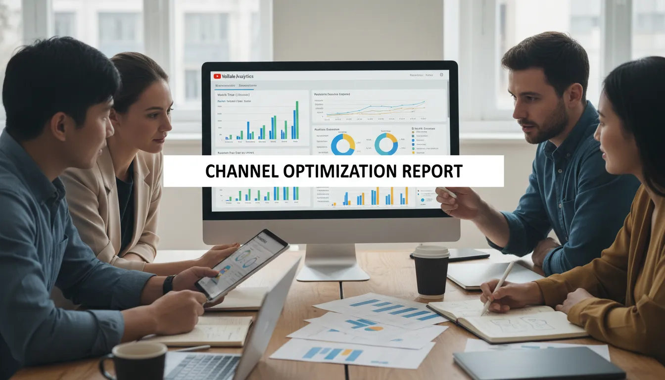 Equipe analisando métricas e otimizando vídeos para aumentar a presença no YouTube