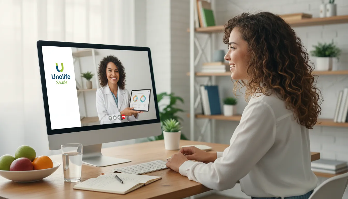 Consulta online com nutricionista da Unolife, enfatizando o suporte profissional acessível para uma abordagem saudável ao emagrecimento rápido.