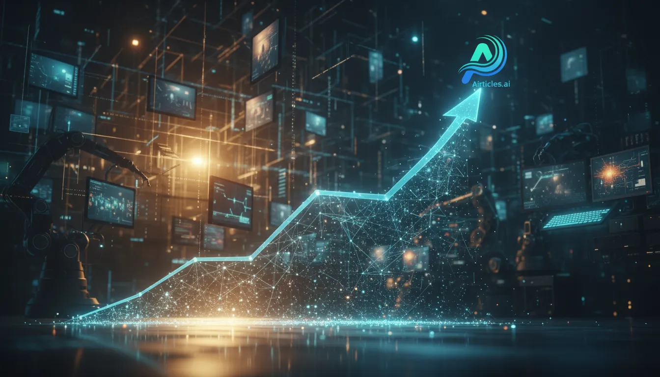 Gráfico de negócios mostrando tendência de crescimento com Airticles.ai, simbolizando como Is AI Content impulsiona resultados.