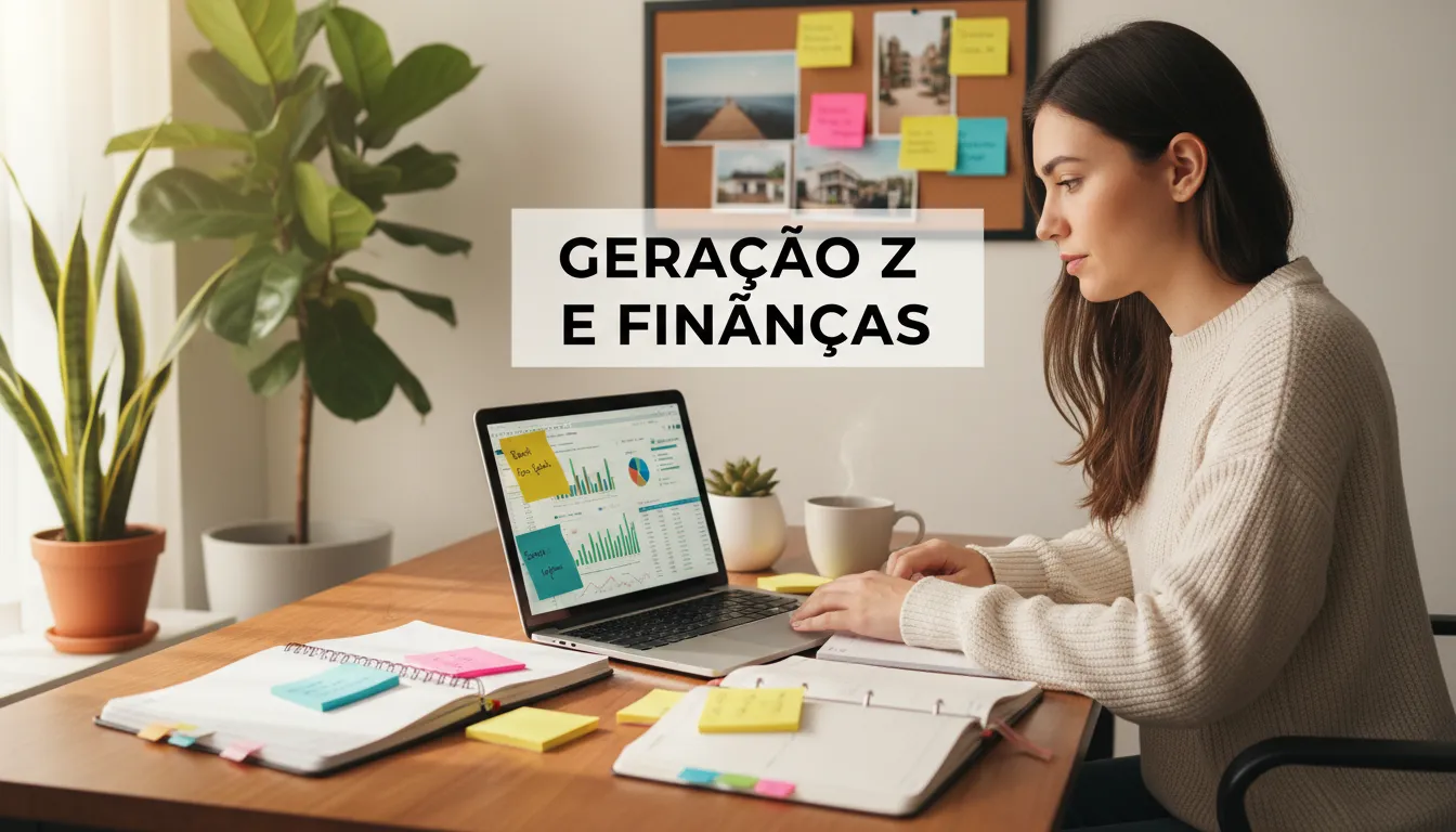 Profissional jovem organizando suas finanças em casa.