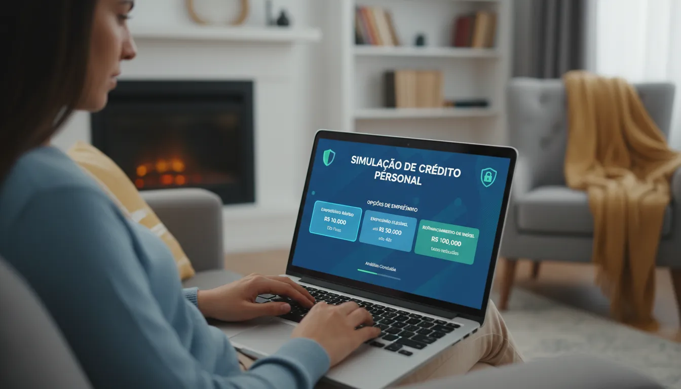 Pessoa simulando crédito de home equity em plataforma digital com transparência e confiança