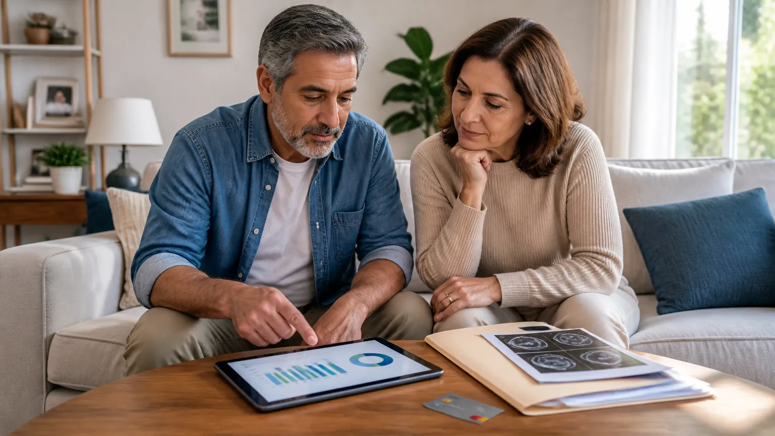 Família planejando uso de crédito no cartão para despesas médicas inesperadas com tranquilidade.