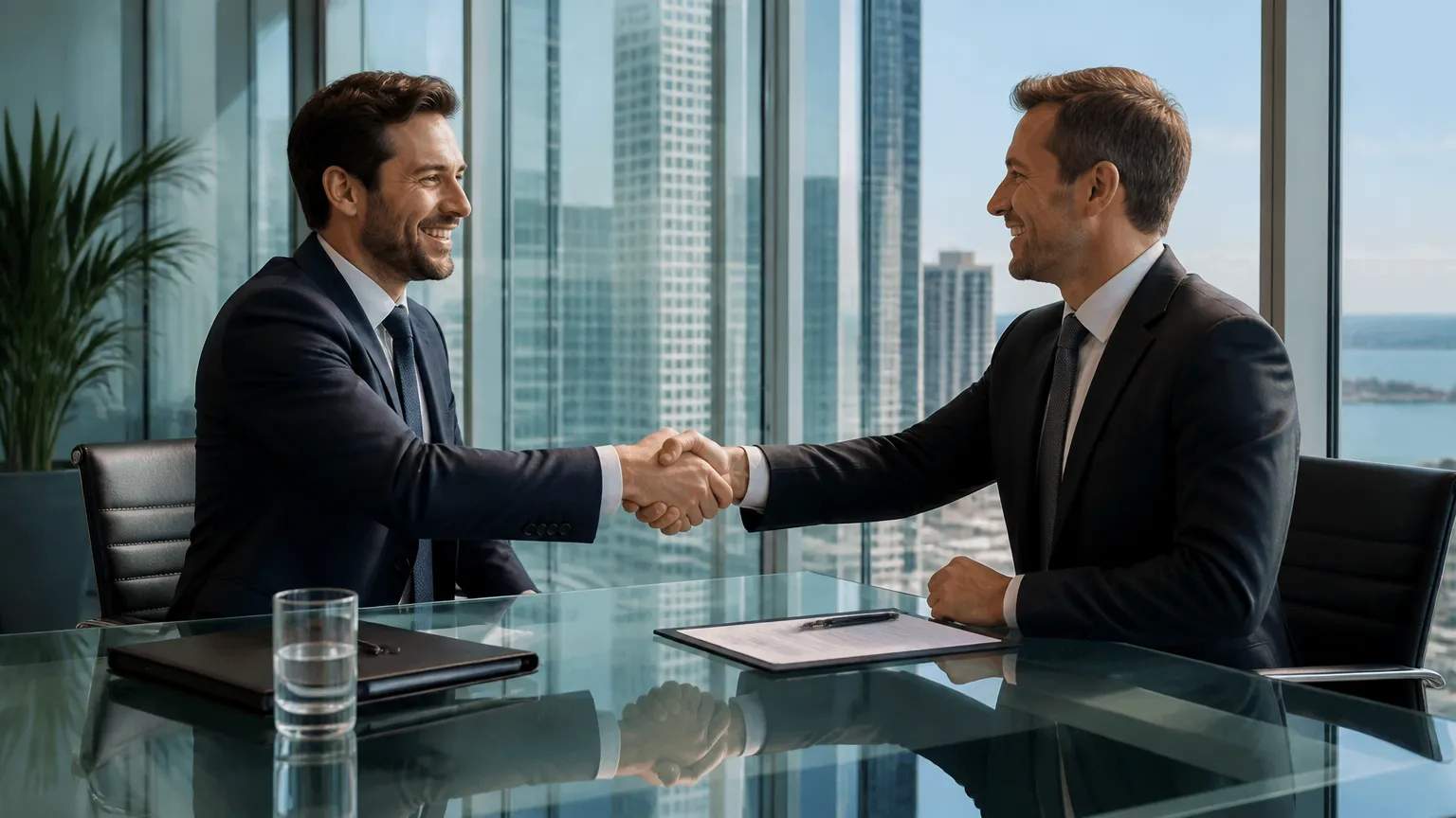 Empresário contratando assessoria com certificação contábil especializada para negócios internacionais.