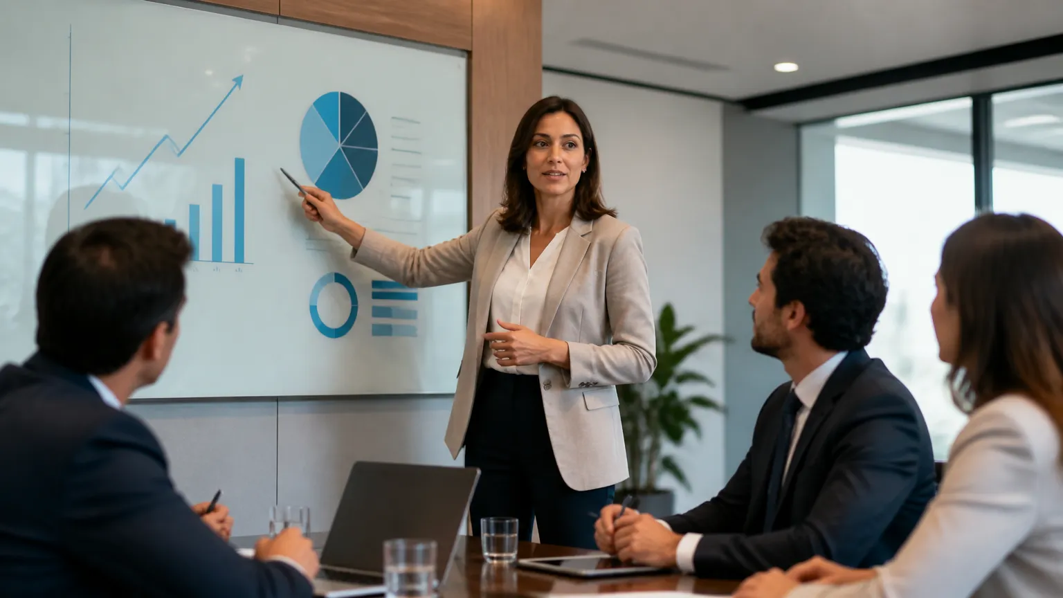 Reunião estratégica para avaliar como calcular margem de lucro de uma empresa com segurança.