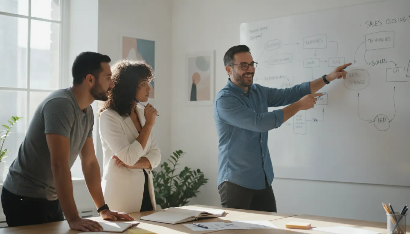Equipe colabora em brainstorming, explorando a melhor tecnica de vendas para otimizar estratégias e resultados.