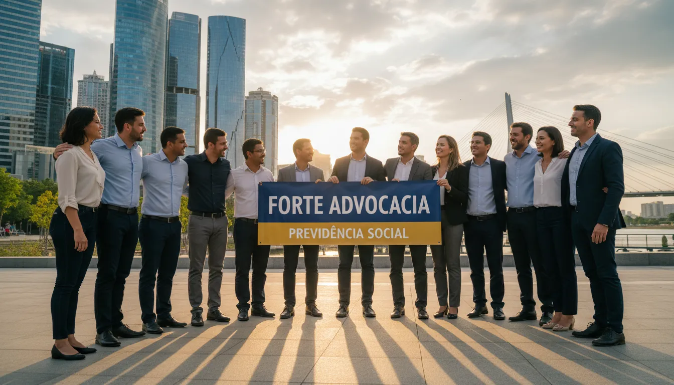Grupo de pessoas sorrindo e se apoiando, simbolizando comunidade e acesso à justiça. Auxílio doença quem tem direito? A Forte Advocacia luta pelos seus direitos na previdência.