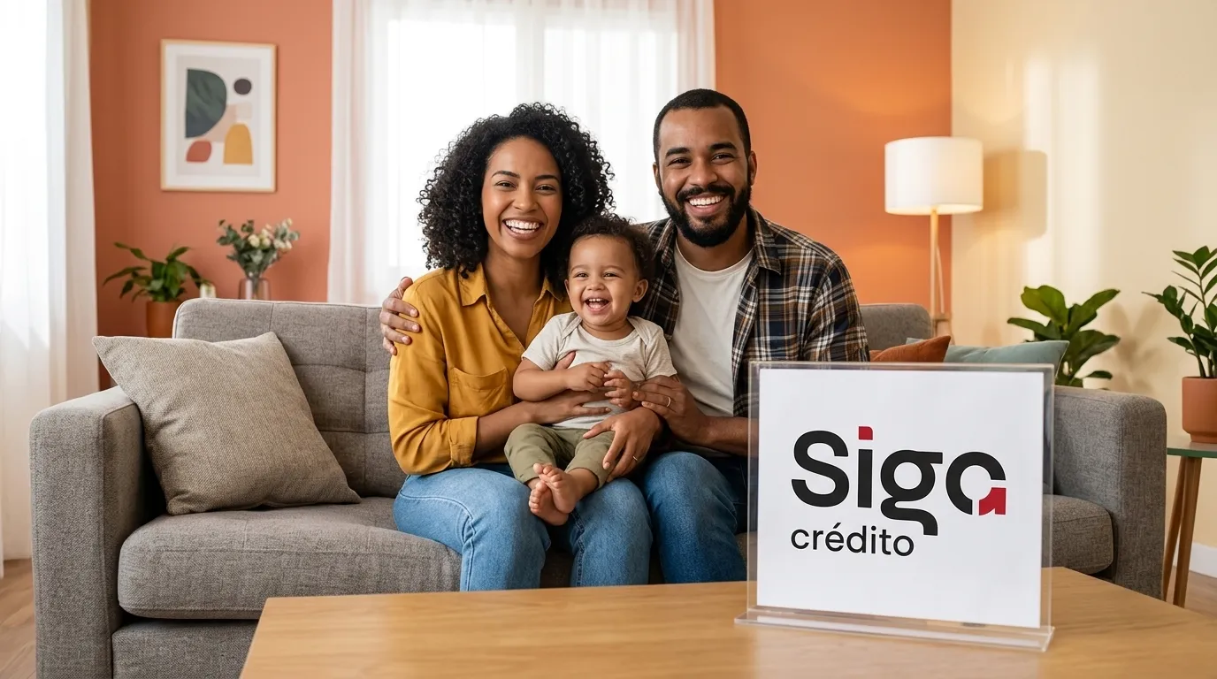 Familia feliz comemora conquista financeira usando recursos do fgts
