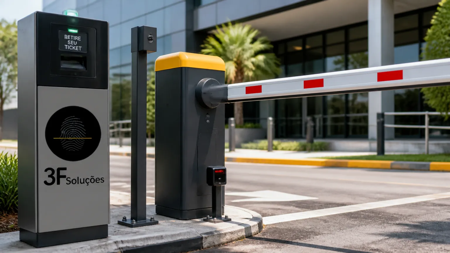 Sistema inteligente de cancelas automatica para estacionamento corporativo seguro.