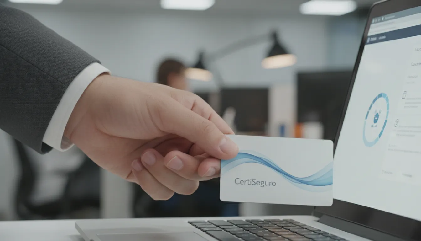 Mão inserindo token certificado digital em leitor, cumprindo obrigação CFC contador.