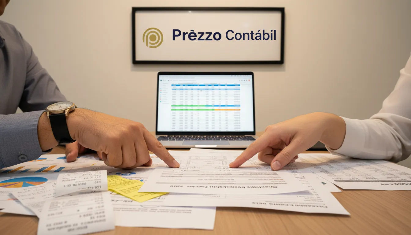 Mãos colaboram na revisão de documentos essenciais para a declaração imposto de renda 2026, com assessoria financeira detalhada.
