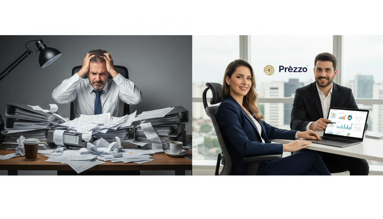 Contador da Prezzo Contábil auxiliando empresário na gestão do regime tributário e otimização fiscal.