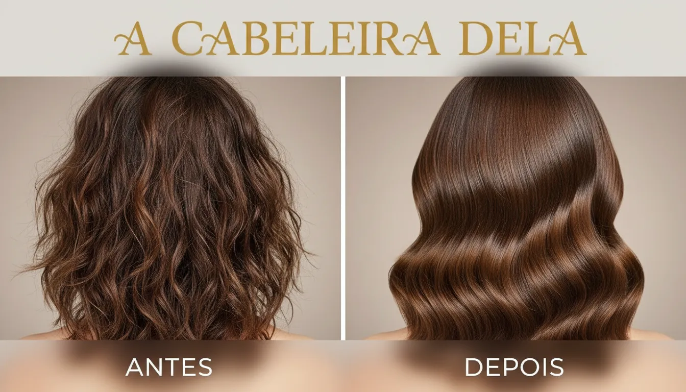 Imagem comparativa do antes e depois do uso de produtos específicos para cabelo ondulado, mostrando a definição e a redução do frizz. Transforme seu cabelo ondulado!