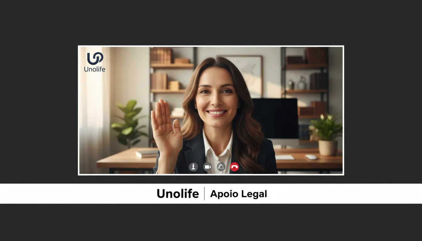 Advogada online da Unolife oferece apoio jurídico e emocional durante uma consulta virtual sobre violência doméstica, garantindo confidencialidade e segurança.